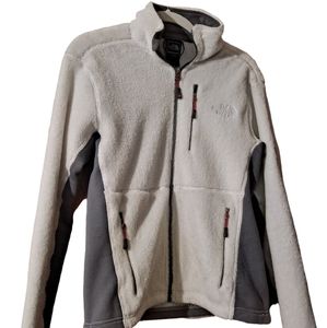 The North Face Jacket White & Gray Zip Long Sleeve